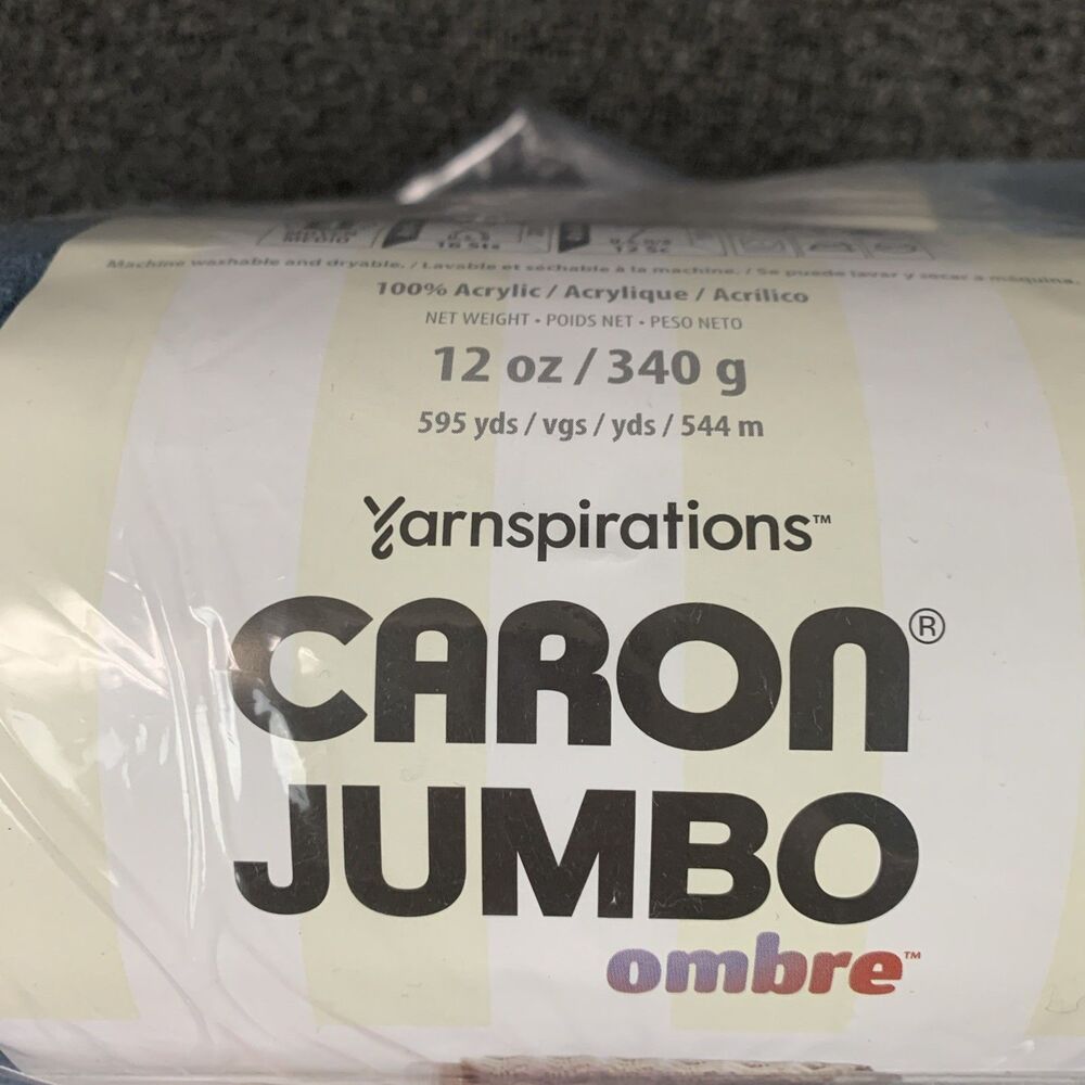 Lot Of 2 Yarnspirations Caron Jumbo Ombre Faded Jeans Yarn 12oz Worsted Acrylic - Picture 3 of 5